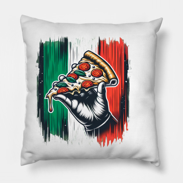 Pizza Lover Italian Colors Flag Style Pillow by logiamerch