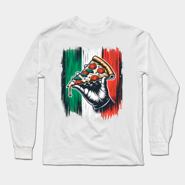 Pizza Lover Italian Colors Flag Style Long Sleeve T-Shirt by logiamerch