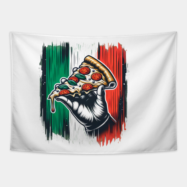 Pizza Lover Italian Colors Flag Style Tapestry by logiamerch
