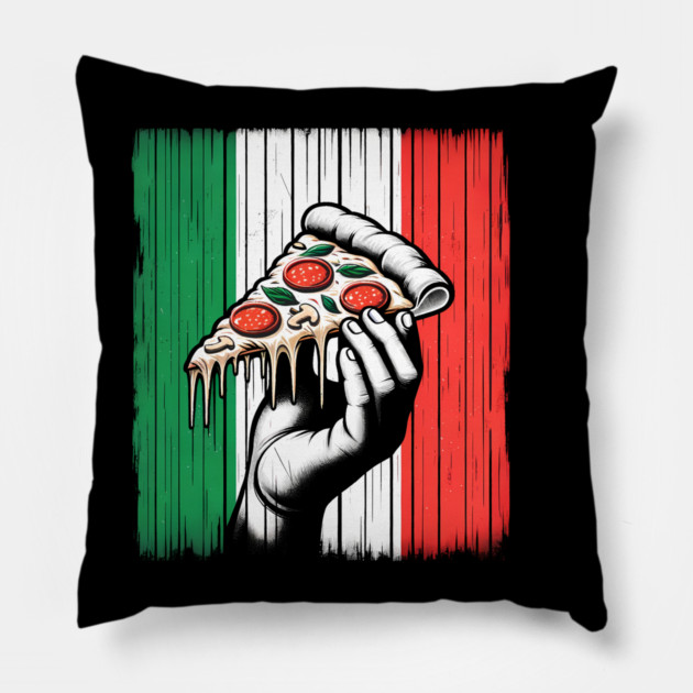 Pizza Lover Italian Flag Colors Pillow by logiamerch