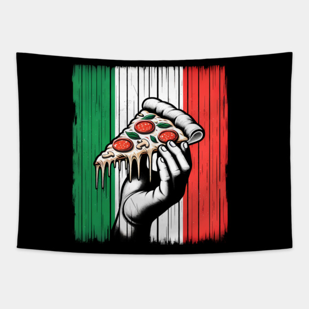 Pizza Lover Italian Flag Colors Tapestry by logiamerch