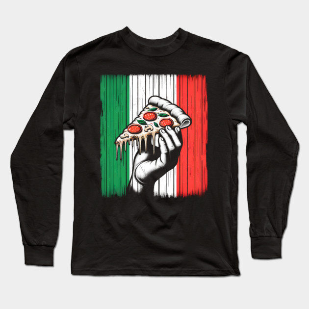 Pizza Lover Italian Flag Colors Long Sleeve T-Shirt by logiamerch