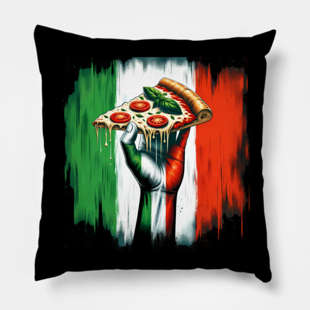 Pizza Lover Italian Flag Colors Pillow by logiamerch