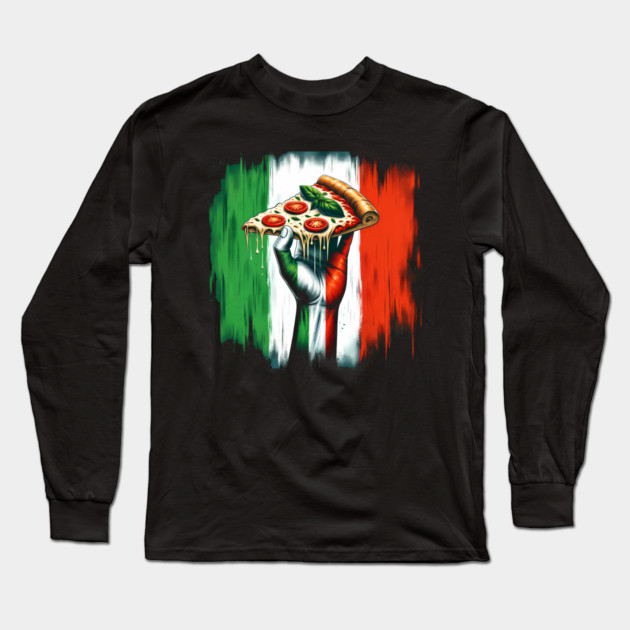 Pizza Lover Italian Flag Colors Long Sleeve T-Shirt by logiamerch