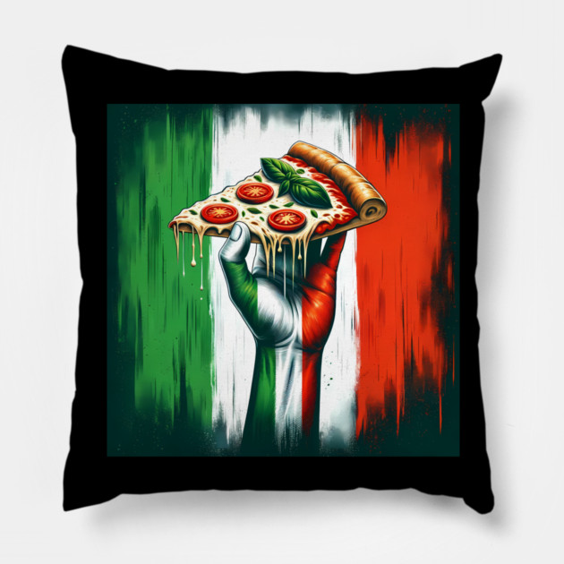 Pizza Lover Italian Flag Colors Pillow by logiamerch