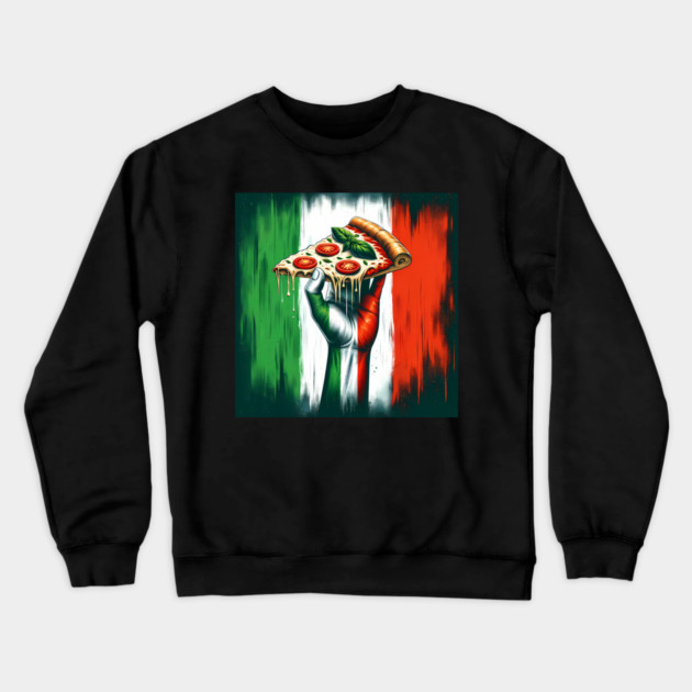 Pizza Lover Italian Flag Colors Crewneck Sweatshirt by logiamerch