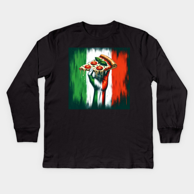 Pizza Lover Italian Flag Colors Kids Long Sleeve T-Shirt by logiamerch