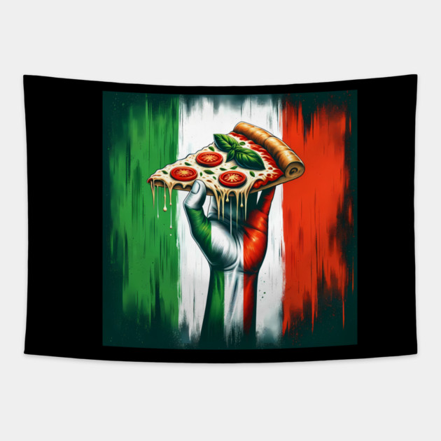 Pizza Lover Italian Flag Colors Tapestry by logiamerch