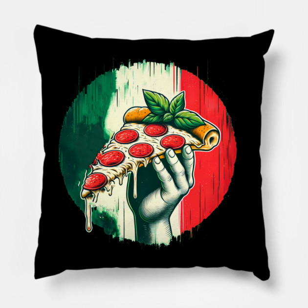 Pizza Lover Italian Flag Colors Pillow by logiamerch