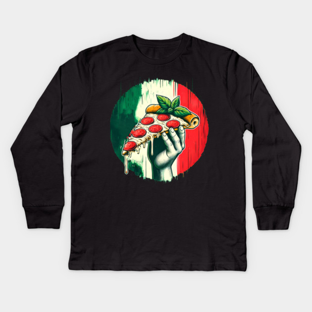 Pizza Lover Italian Flag Colors Kids Long Sleeve T-Shirt by logiamerch