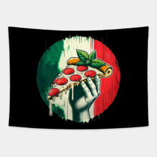 Pizza Lover Italian Flag Colors Tapestry