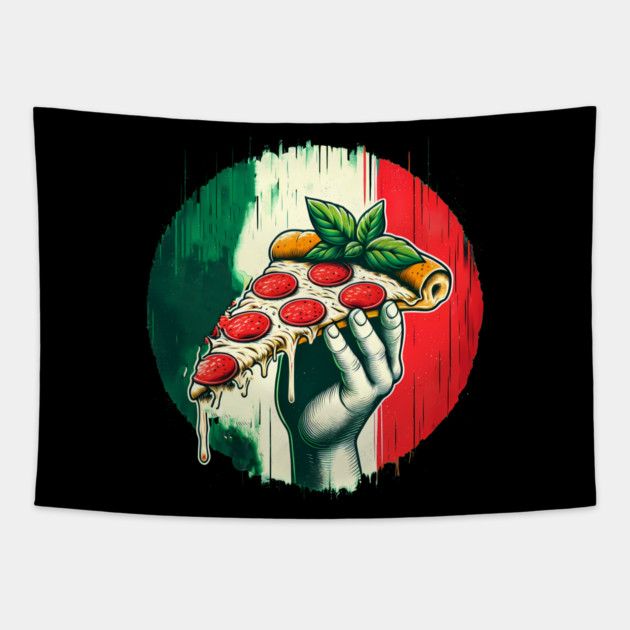 Pizza Lover Italian Flag Colors Tapestry by logiamerch