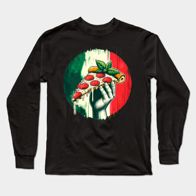 Pizza Lover Italian Flag Colors Long Sleeve T-Shirt by logiamerch