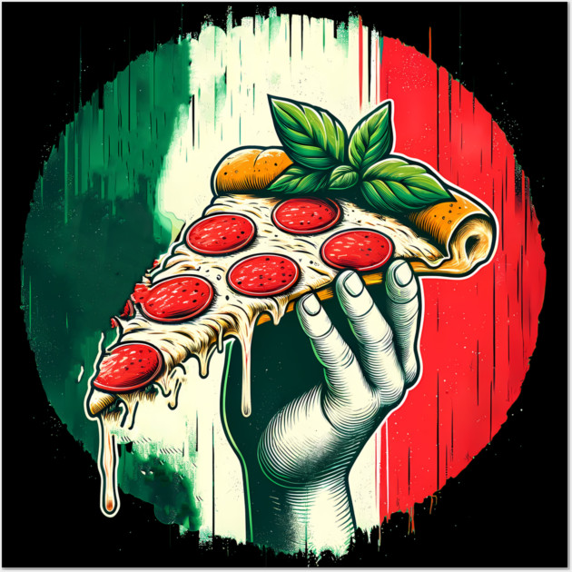 Pizza Lover Italian Flag Colors Wall Art by logiamerch