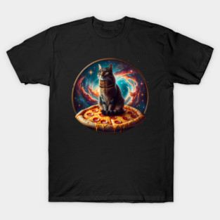 Cat in Space with Pizza, Funny Pizza Lover T-Shirt