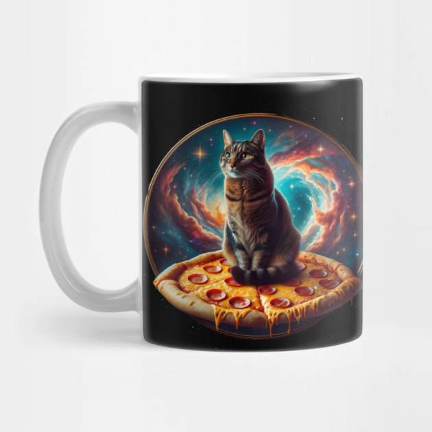 Cat in Space with Pizza, Funny Pizza Lover by logiamerch