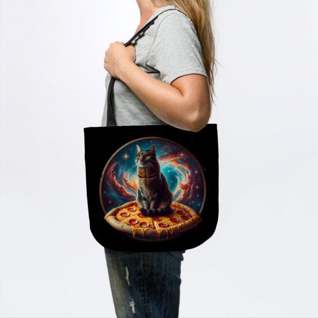 Cat in Space with Pizza, Funny Pizza Lover by logiamerch