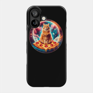 Cat with Pizza in Space, Funny Pizza Lover Phone Case