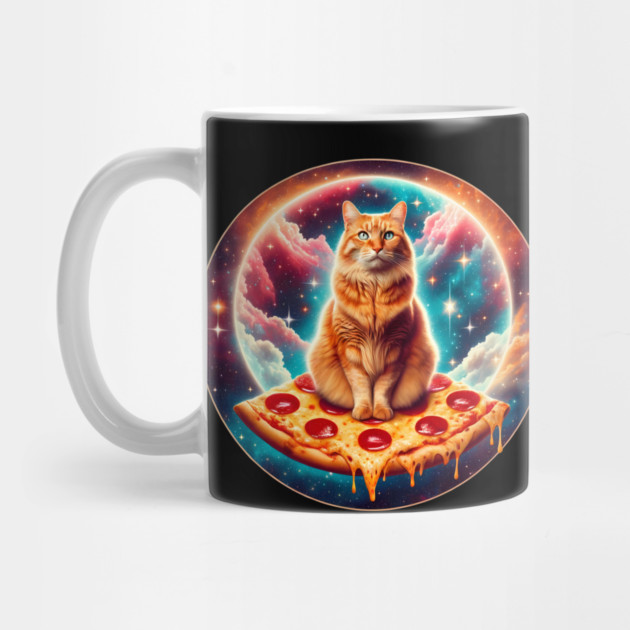 Cat with Pizza in Space, Funny Pizza Lover by logiamerch