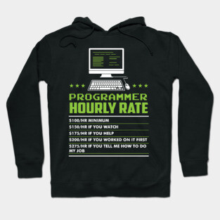 Hourly Rate - Funny Coder Programmer Hoodie