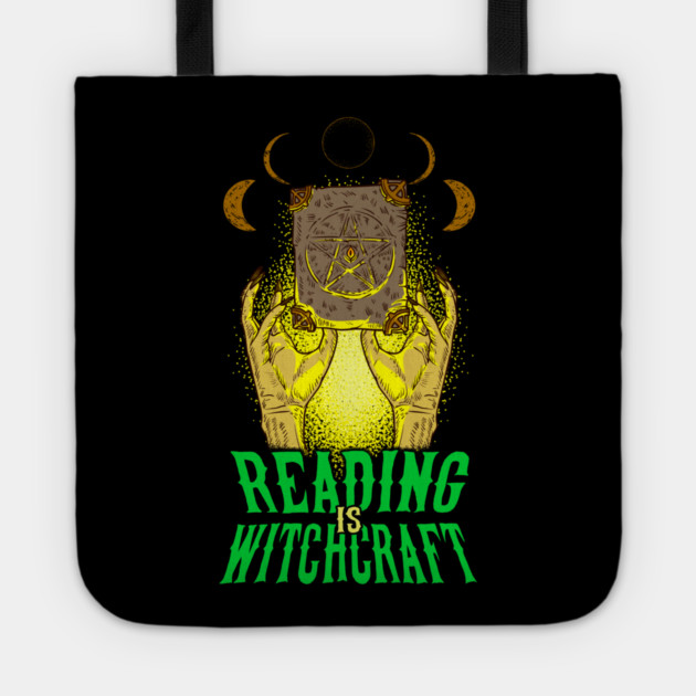 Reading is Witchcraft Occult Creepy Halloween Tote by creative