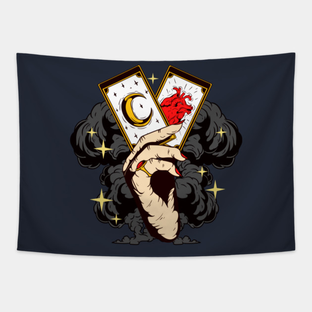Witchcraft Occult Tarot Cards Halloween Tapestry by creative