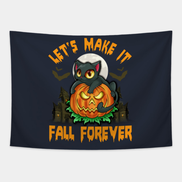 Funny & Cute Cat with Jack o Lantern Halloween Pumpkin Humorous Tapestry by creative