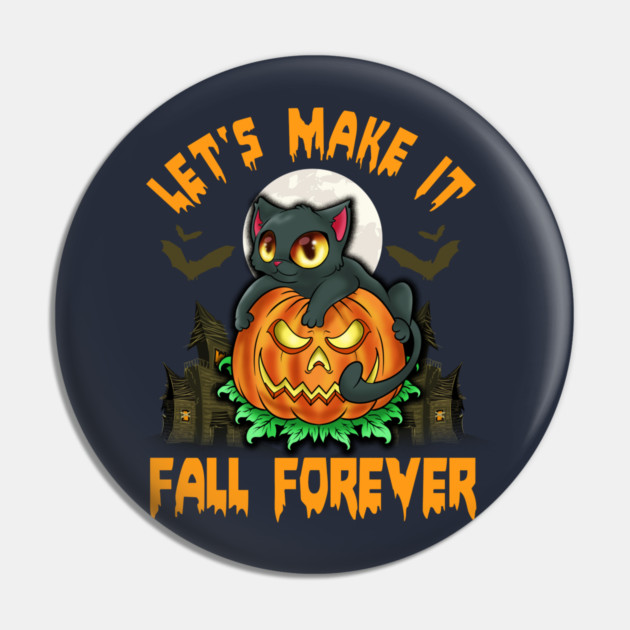 Funny & Cute Cat with Jack o Lantern Halloween Pumpkin Humorous Pin by creative