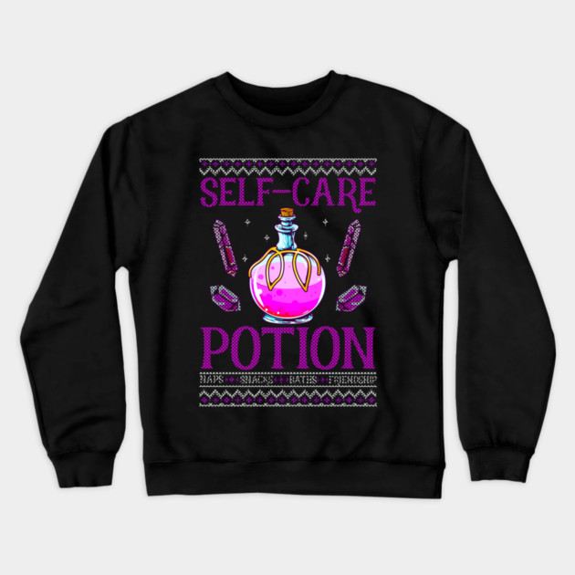 Halloween Self-Care Potion Funny Ugly Sweater Style Crewneck Sweatshirt by creative