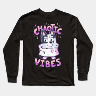 Chaotic Vibes Muffin Heeler // Bingo Bandit Chilli Stripe Long Sleeve T-Shirt