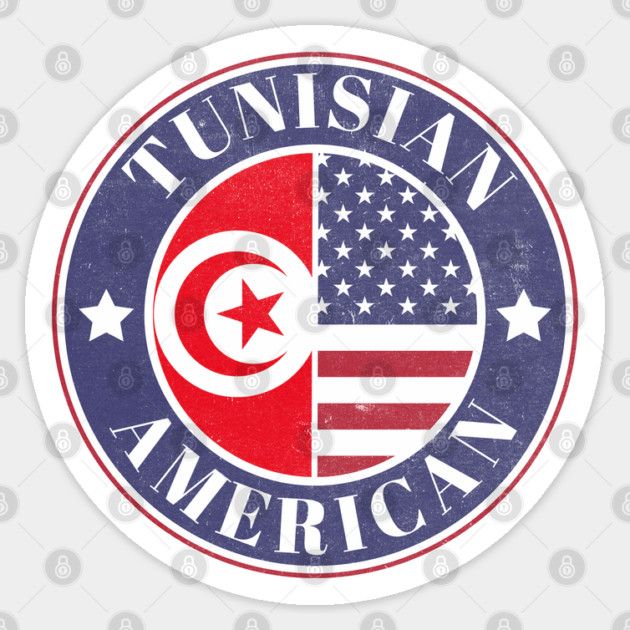 Proud Tunisian-American Badge - Tunisia Flag Sticker by Yesteeyear