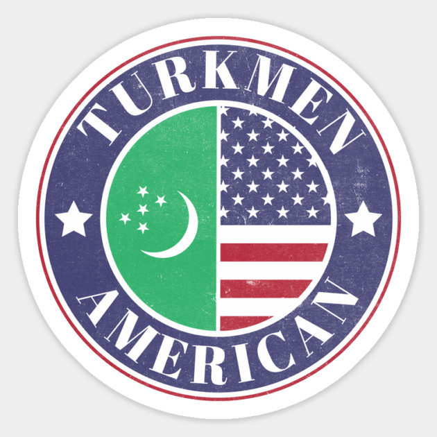 Proud Turkmen-American Badge - Turkmenistan Flag Magnet by Yesteeyear