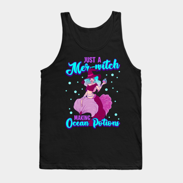 Mer-witch Halloween Witch Mermaid with Sea Potion Tank Top by creative