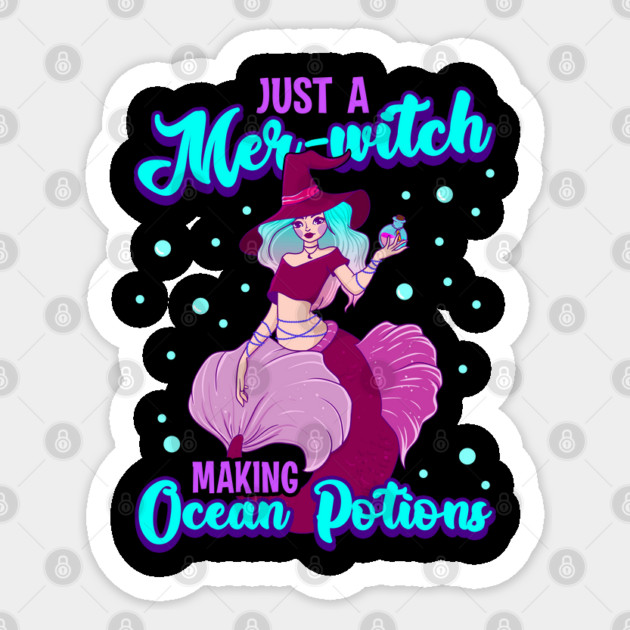Mer-witch Halloween Witch Mermaid with Sea Potion Sticker by creative