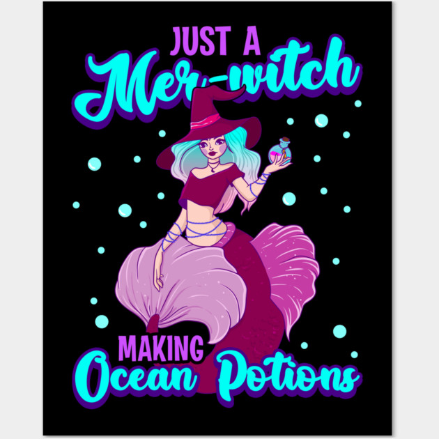 Mer-witch Halloween Witch Mermaid with Sea Potion Wall Art by creative