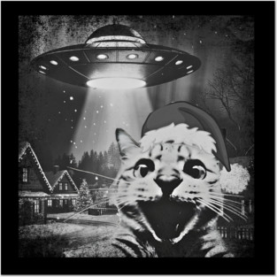 Christmas-cat Posters and Art