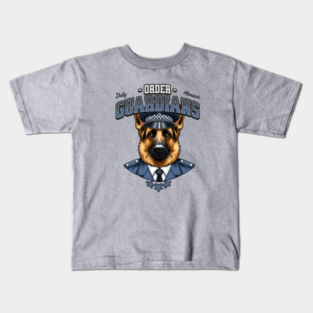 Order Guardian, Dog in Police Uniform Kids T-Shirt by Vinokurio