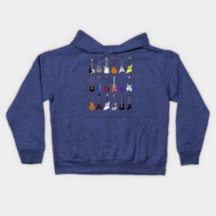 Riffs that Rocked the World - Iconic Guitars from Rock and Metal Legends Kids Hoodie