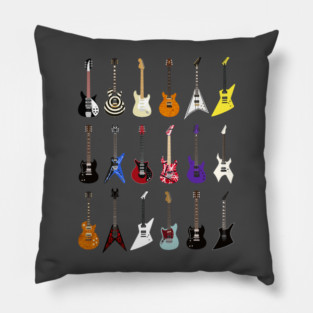 Riffs that Rocked the World - Iconic Guitars from Rock and Metal Legends Pillow