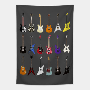 Riffs that Rocked the World - Iconic Guitars from Rock and Metal Legends Tapestry