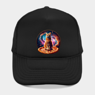 Orange Cat with Pizza in Space, Funny Pizza Lover Hat