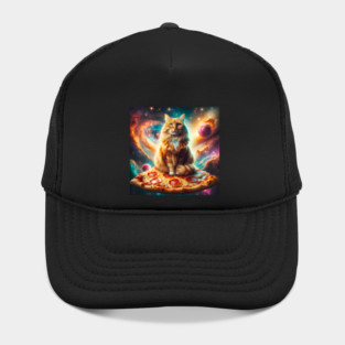 Orange Cat with Pizza in Space, Funny Pizza Lover Hat