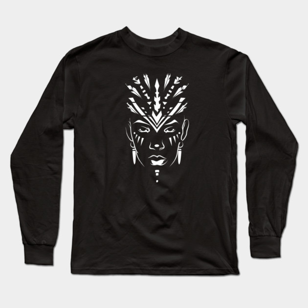 Afrocentric Female Mask Long Sleeve T-Shirt by UrbanLifeApparel