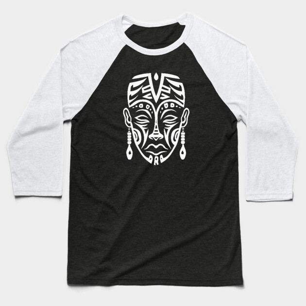 Afrocentric Mask Man Baseball T-Shirt by UrbanLifeApparel