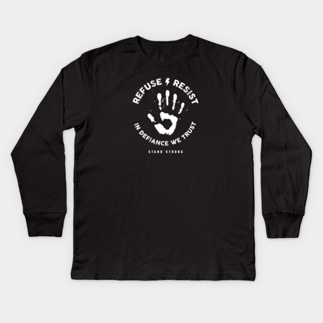 REFUSE RESIST Kids Long Sleeve T-Shirt by artslaves