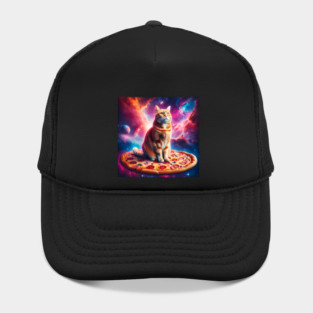 Orange Cat with Pizza in Space, Funny Pizza Lover Hat
