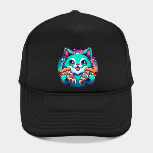 Cute Cat with Pizza in Space, Funny Pizza Lover Hat
