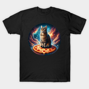 Cat with Pizza in Space, Funny Pizza Lover T-Shirt