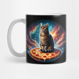 Cat with Pizza in Space, Funny Pizza Lover Mug