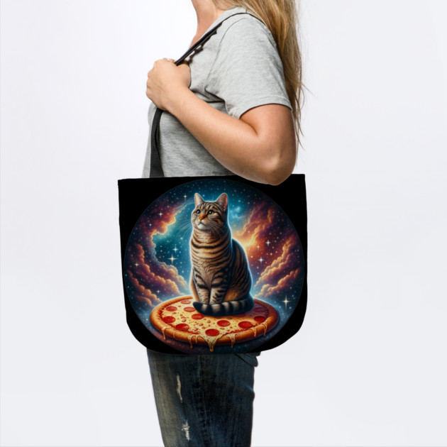 Cat with Pizza in Space, Funny Pizza Lover by logiamerch